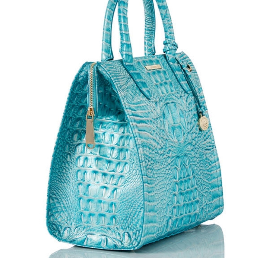 NWT 🌹Brahmin Caroline Handbag Dusty Blue Melbourne Collection leather - Picture 12 of 16